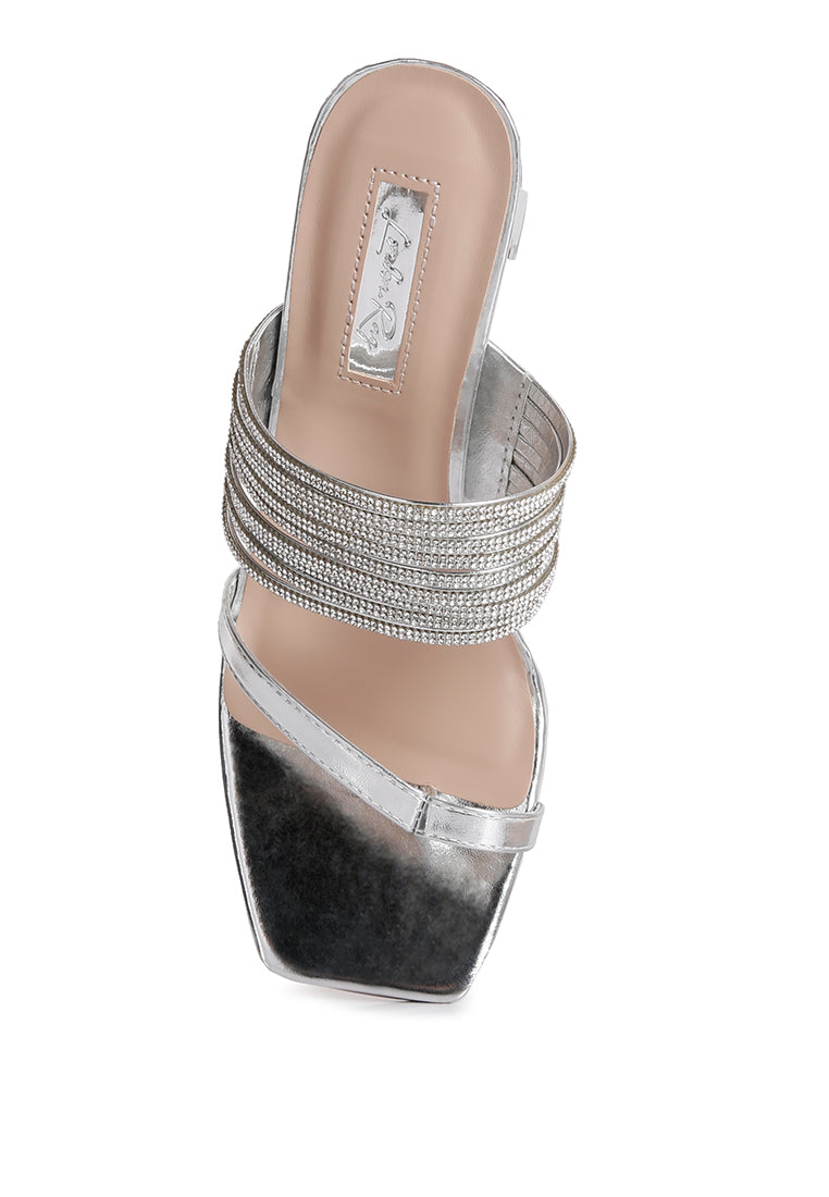 Follow Me Mid Block Heel Sandals featuring bangle straps and toe ring detail, designed for comfort and style.
