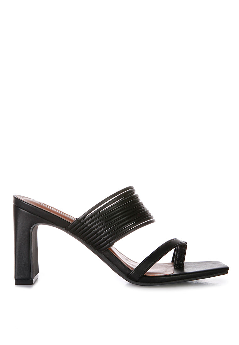 Follow Me Mid Block Heel Sandals featuring bangle straps and toe ring detail, designed for comfort and style.