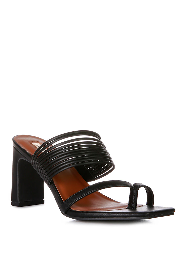 Follow Me Mid Block Heel Sandals featuring bangle straps and toe ring detail, designed for comfort and style.