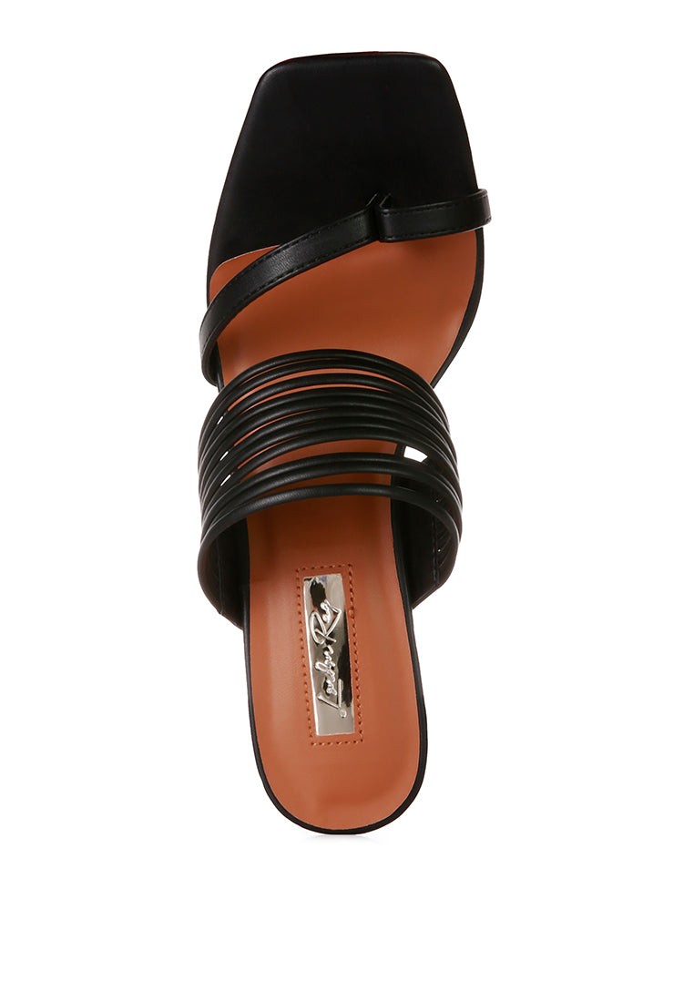 Follow Me Mid Block Heel Sandals featuring bangle straps and toe ring detail, designed for comfort and style.