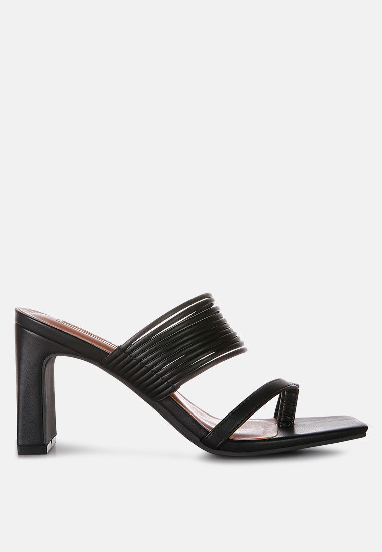 Follow Me Mid Block Heel Sandals featuring bangle straps and toe ring detail, designed for comfort and style.