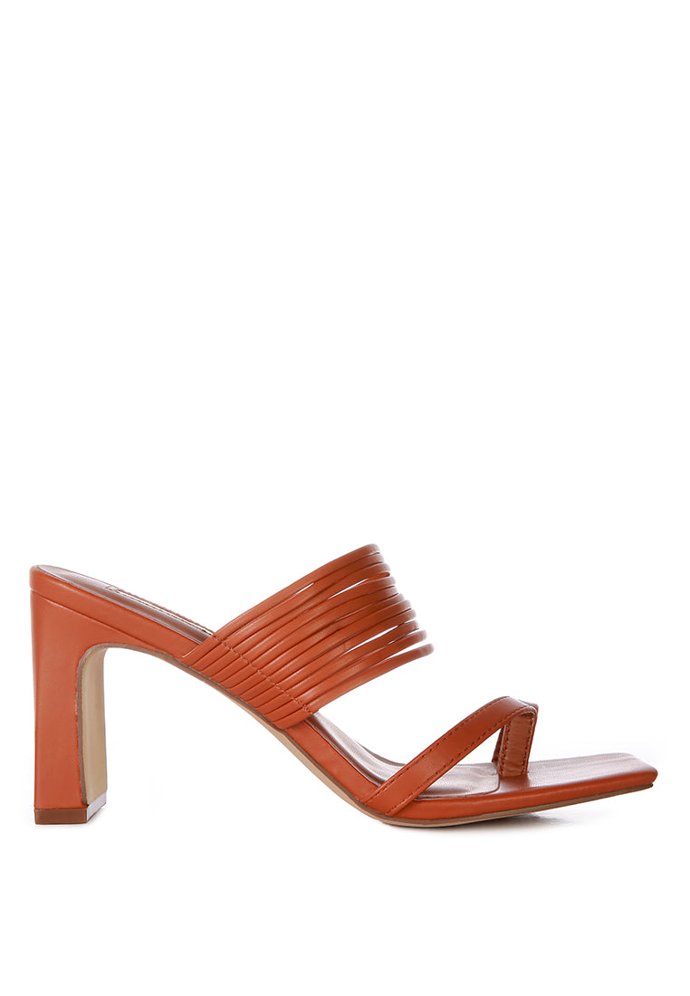Follow Me Mid Block Heel Sandals featuring bangle straps and toe ring detail, designed for comfort and style.