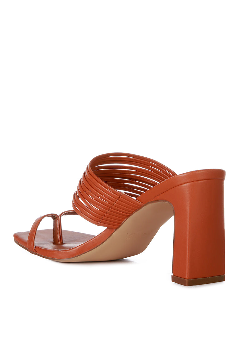 Follow Me Mid Block Heel Sandals featuring bangle straps and toe ring detail, designed for comfort and style.