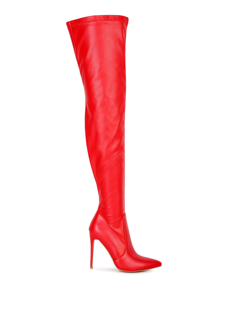 Gush Over Knee Heeled Boots featuring a sleek design, side zipper, and closed pointed toe, perfect for stylish outfits.