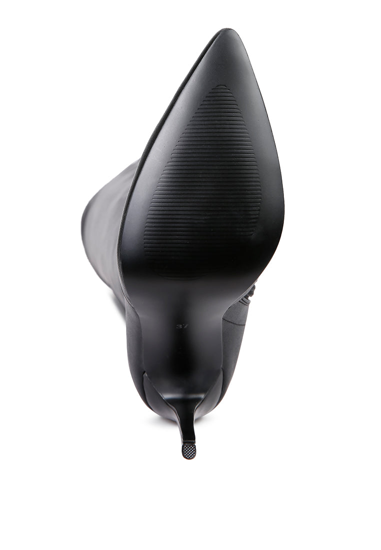 Gush Over Knee Heeled Boots featuring a sleek design, side zipper, and closed pointed toe, perfect for stylish outfits.