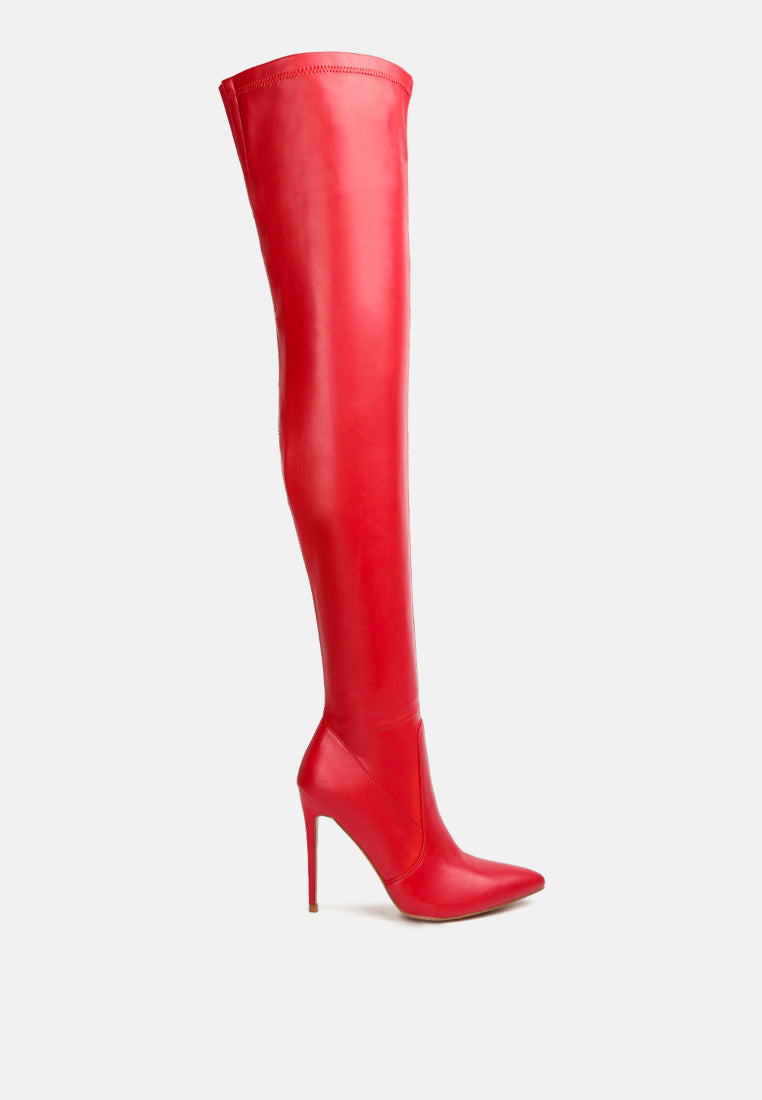 Gush Over Knee Heeled Boots featuring a sleek design, side zipper, and closed pointed toe, perfect for stylish outfits.