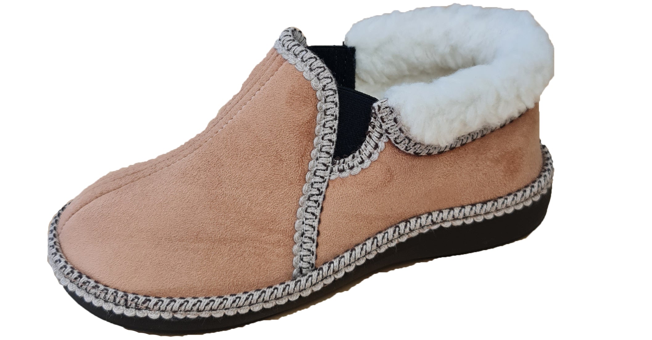 Beige Hausschuhe Marija mit geschlossenem Fersenbereich, ideal für Wärme und Komfort an kalten Wintertagen.