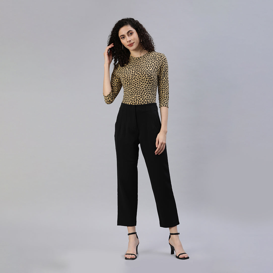 High Waist Semi Casual Trouser featuring a stylish high waist design, pin tuck darts, and two side pockets, perfect for work and casual outings.