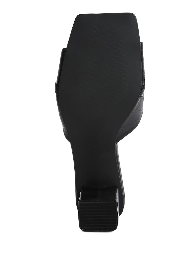 Hotshot Mid Heel Chain Detail Sandals featuring a low block heel and metallic gold chain accent, perfect for everyday wear.