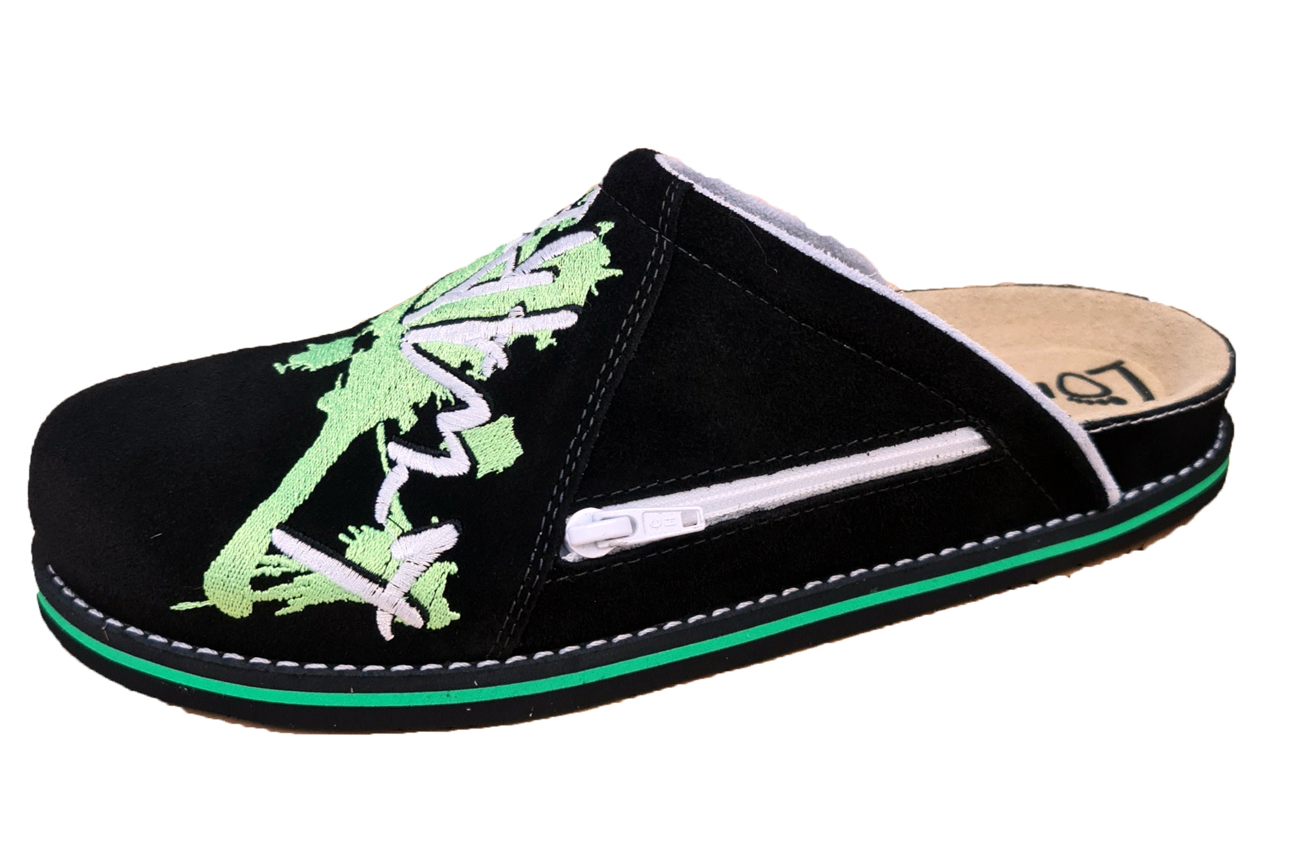 Lightware 3066 Pantoffeln in Schwarz und Grün, ideal für Erholung nach sportlichen Aktivitäten.