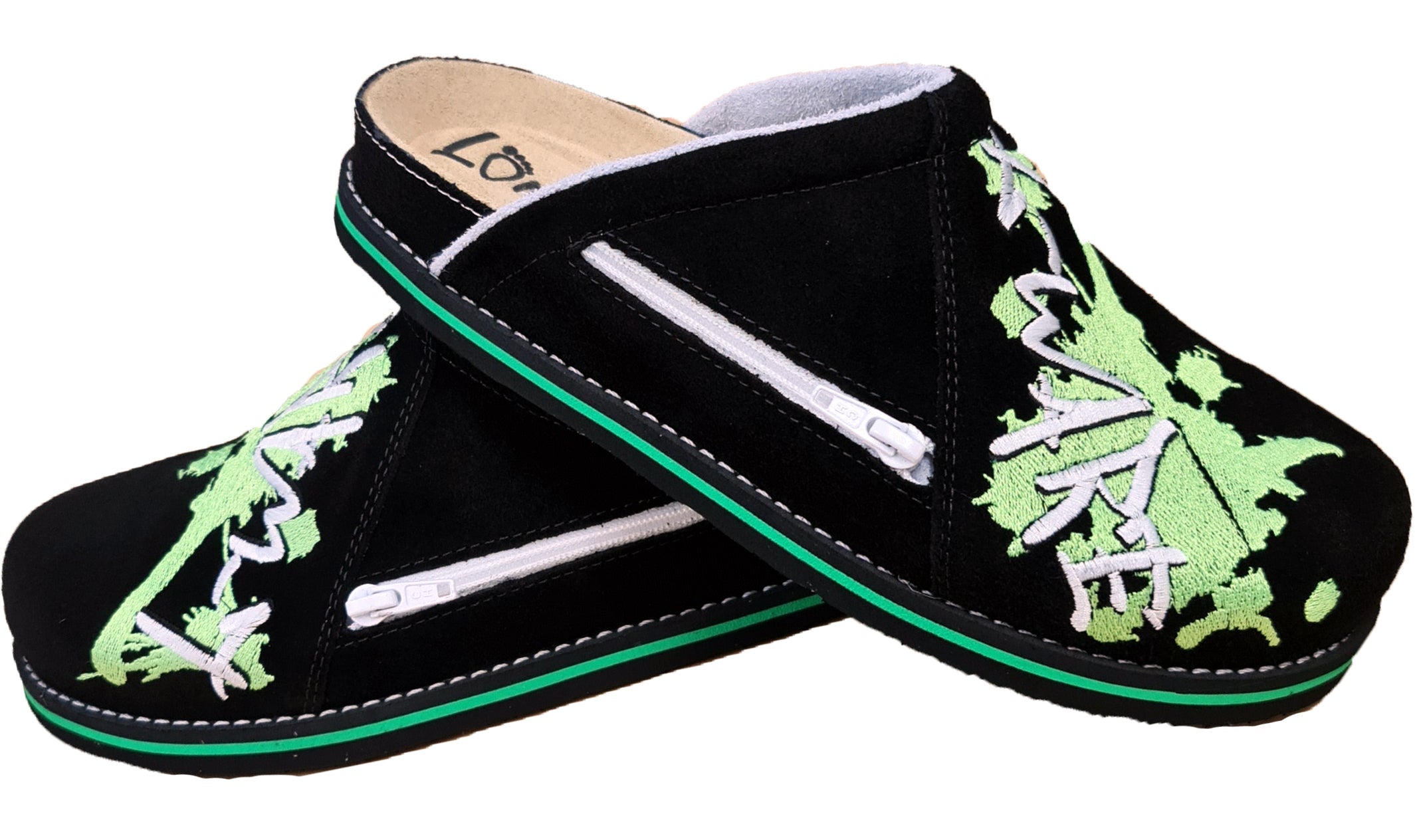 Lightware 3066 Pantoffeln in Schwarz und Grün, ideal für Erholung nach sportlichen Aktivitäten.