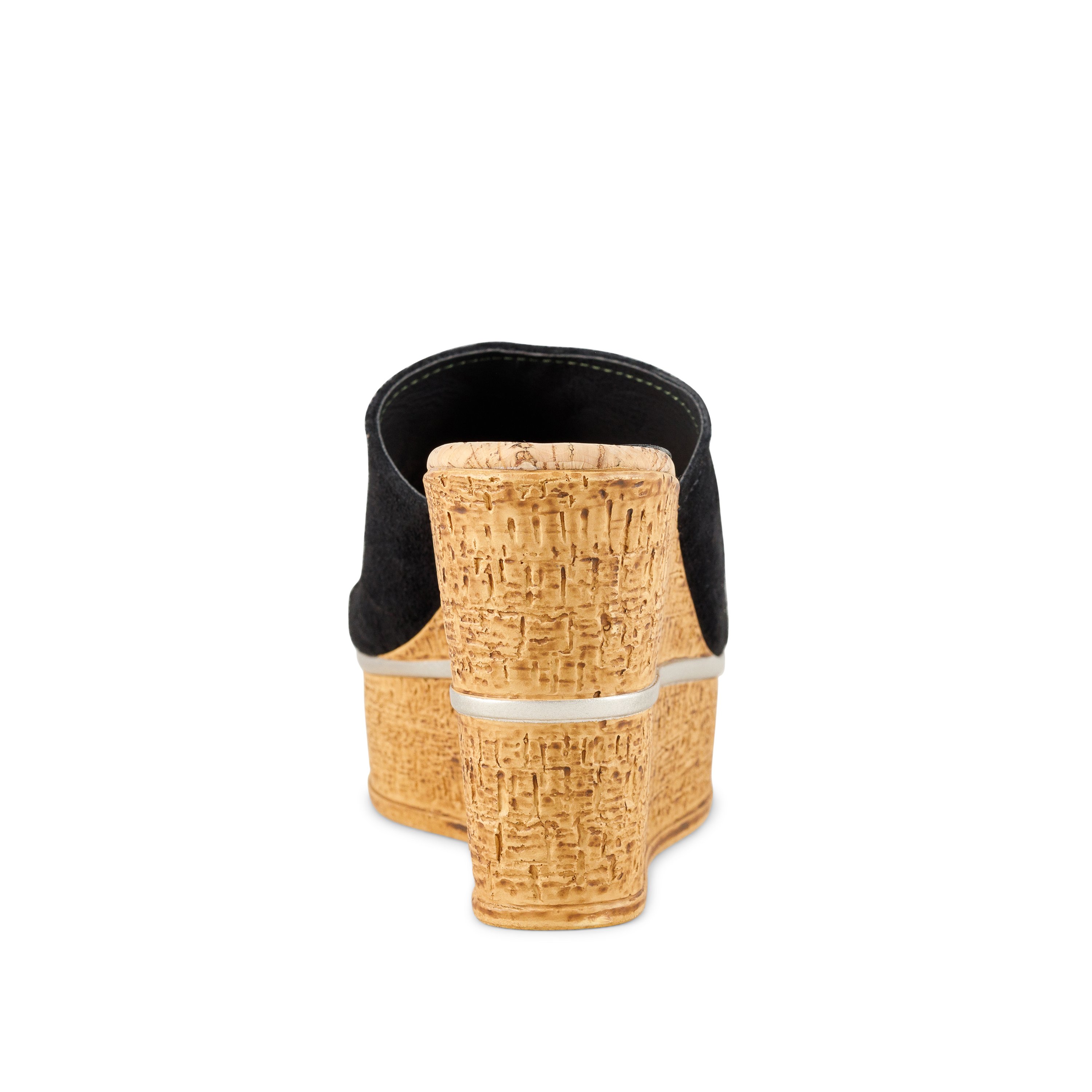 Melrose Ave wedges featuring a sleek black suede upper and a high wedge heel, perfect for stylish and comfortable wear.