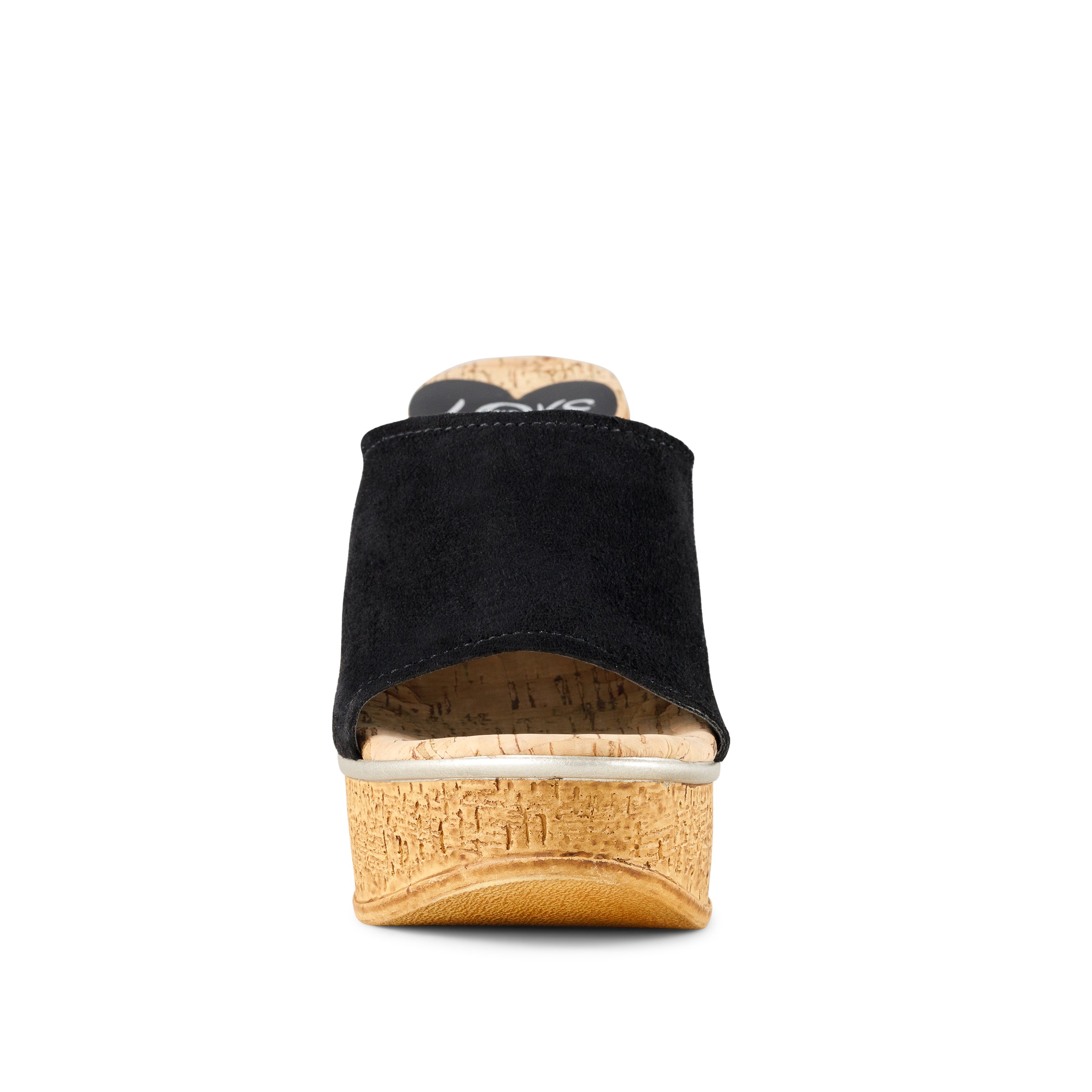 Melrose Ave wedges featuring a sleek black suede upper and a high wedge heel, perfect for stylish and comfortable wear.