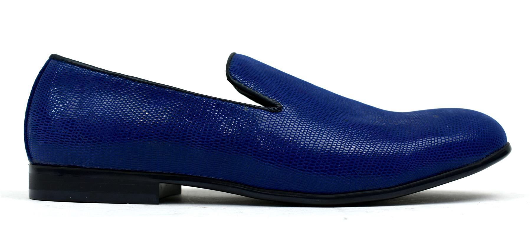 Men's Croc Loafer in Blue showcasing a stylish croc pattern and slip-on design.