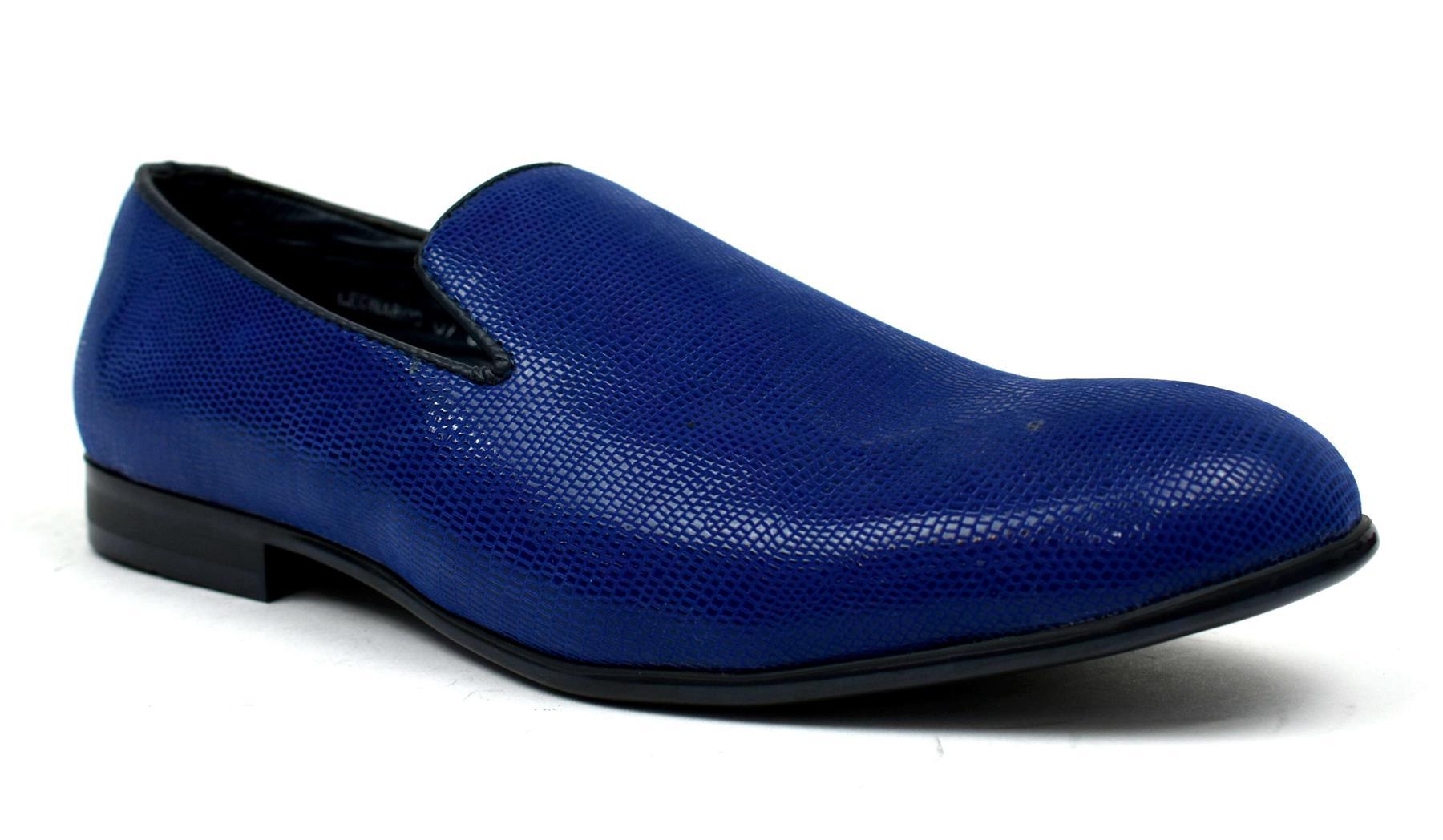 Men's Croc Loafer in Blue showcasing a stylish croc pattern and slip-on design.