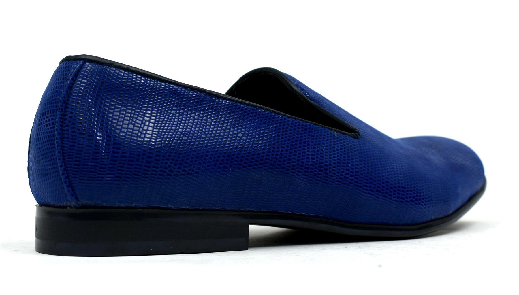 Men's Croc Loafer in Blue showcasing a stylish croc pattern and slip-on design.
