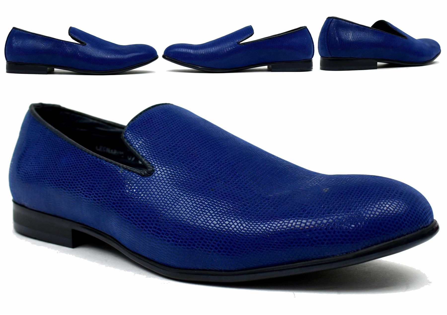 Men's Croc Loafer in Blue showcasing a stylish croc pattern and slip-on design.