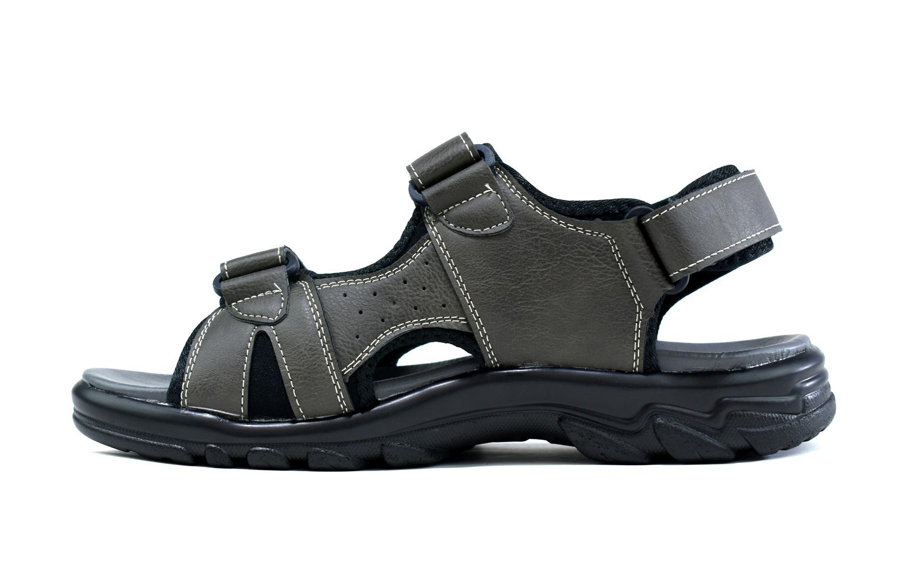 Men's strappy summer sandals made of synthetic PU with a textile lining, showcasing a stylish design suitable for warm weather.