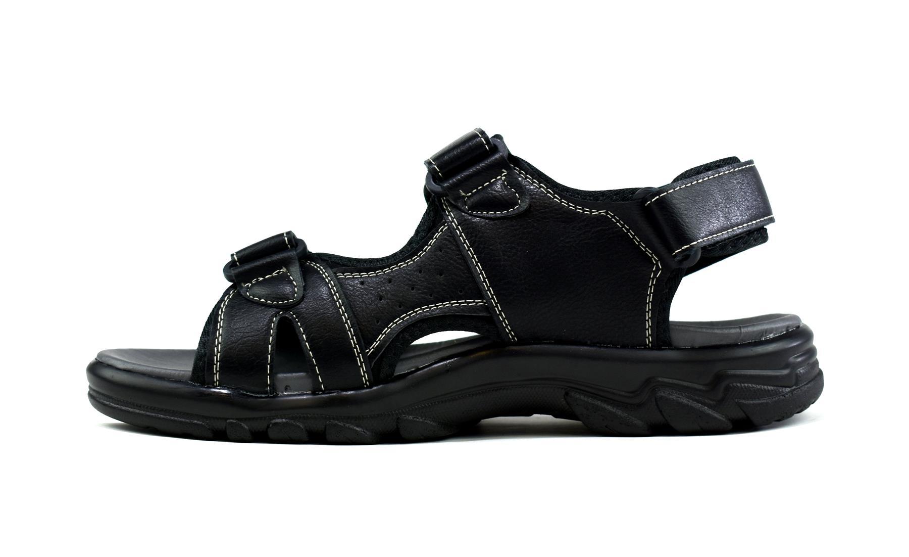 Men's strappy summer sandals made of synthetic PU with a textile lining, showcasing a stylish design suitable for warm weather.