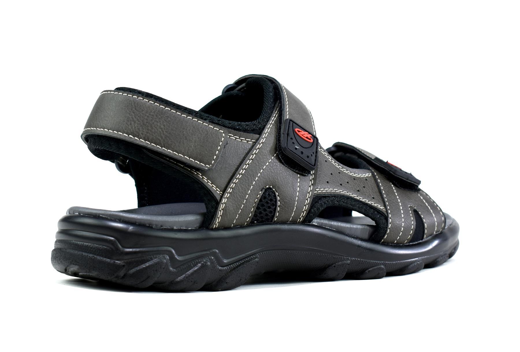 Men's strappy summer sandals made of synthetic PU with a textile lining, showcasing a stylish design suitable for warm weather.