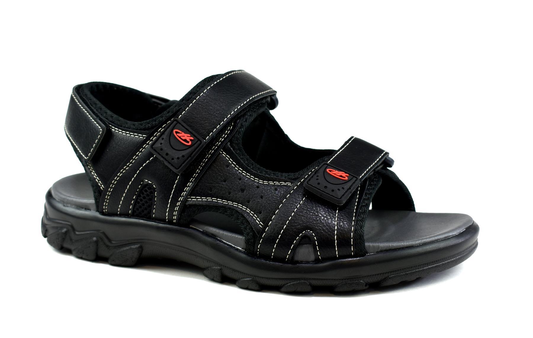 Men's black strappy summer sandals showcasing a stylish design with synthetic materials and adjustable straps.