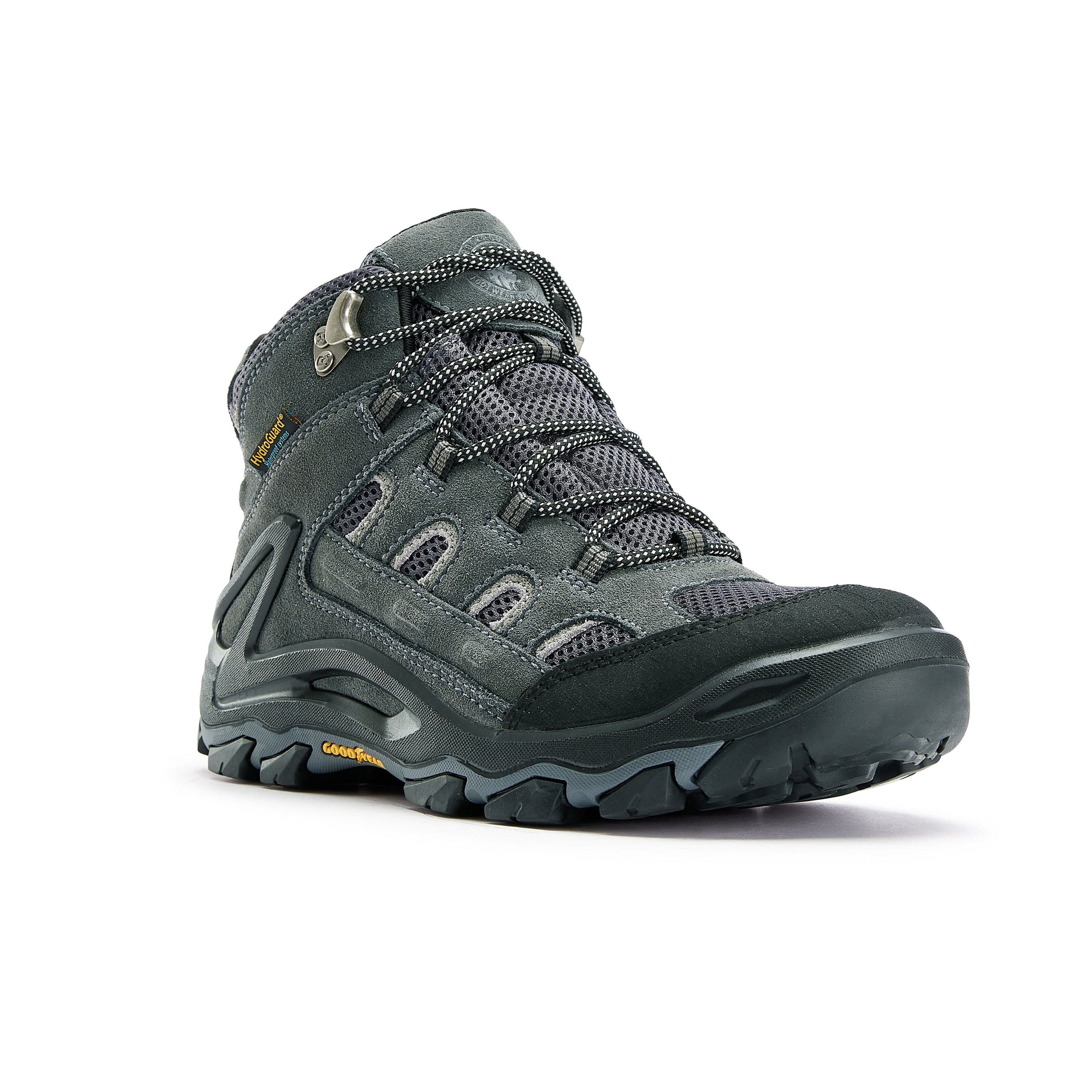 A pair of ROCKROOSTER Men's 6 Inch Hiking Boots showcasing nubuck leather, rubber outsole, and waterproof features, ideal for outdoor adventures.