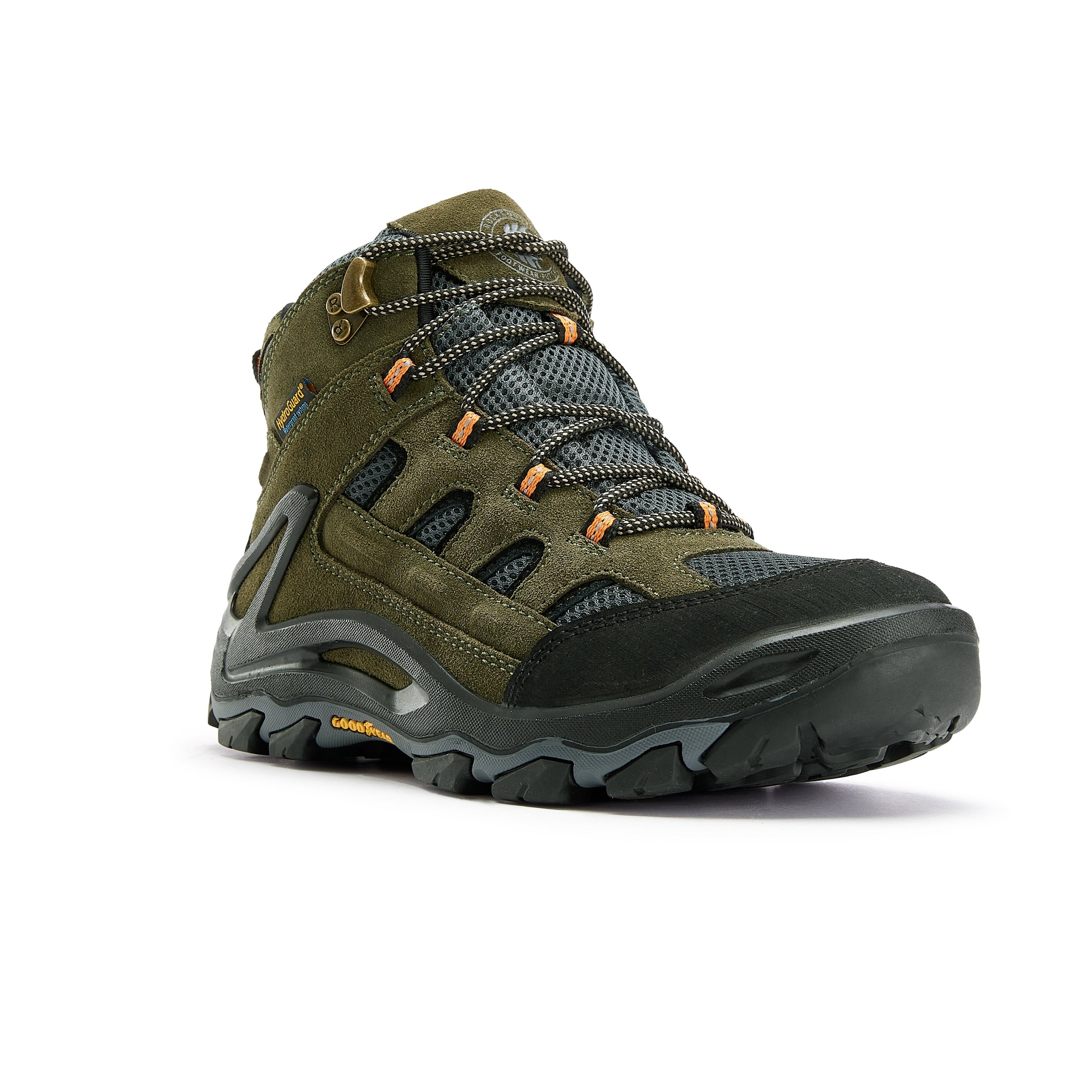 A pair of ROCKROOSTER Men's 6 Inch Hiking Boots showcasing nubuck leather, rubber outsole, and waterproof features, ideal for outdoor adventures.