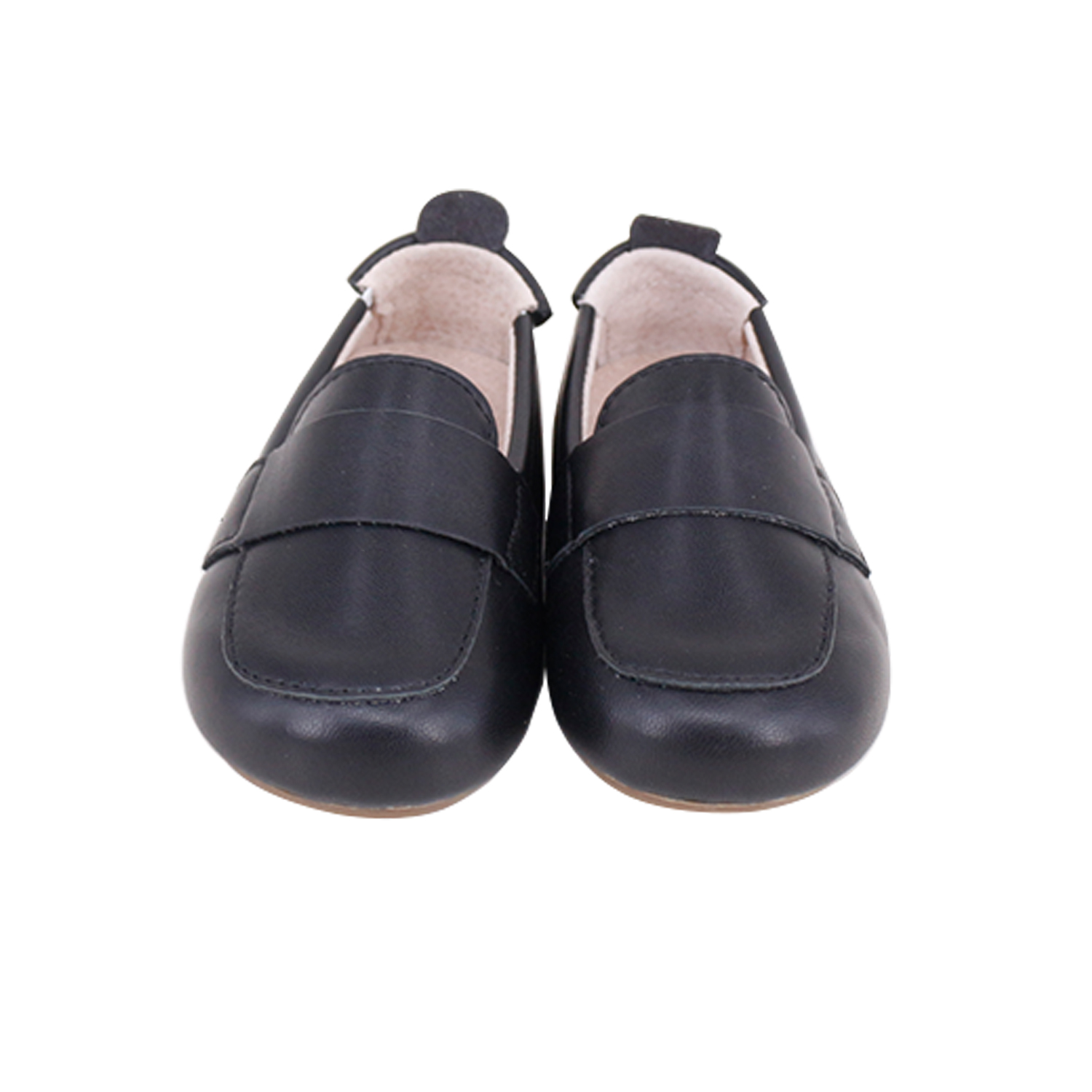 SKEANIE Oliver Black Pre Walker Baby & Toddler Loafers, featuring premium leather and a secure elasticised collar.