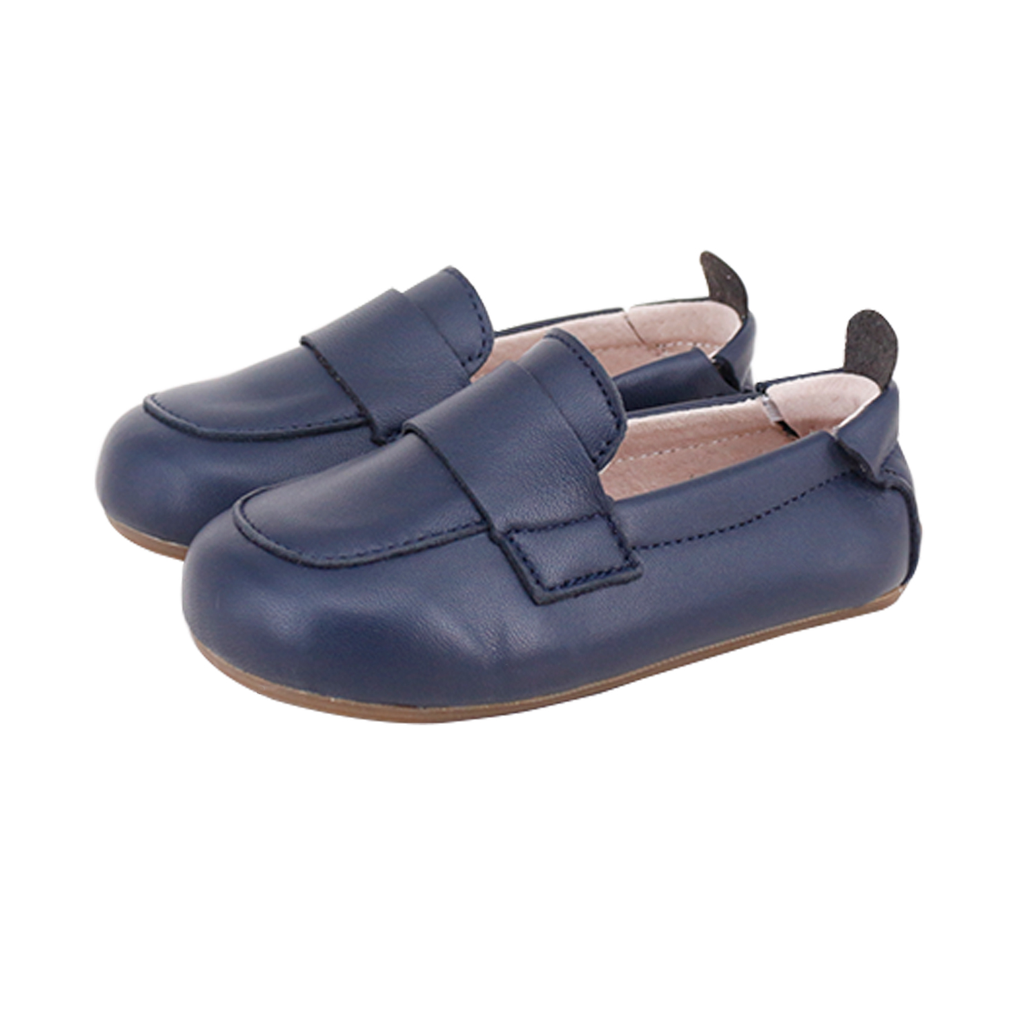 Oliver First/Pre Walker Baby & Toddler Loafers in Navy, handmade leather shoes with elasticised collar and removable insoles.