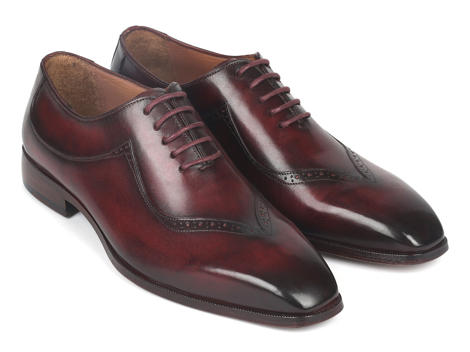 Paul Parkman Dark Bordeaux Hand-Painted Men's Oxfords showcasing rich color and elegant design.