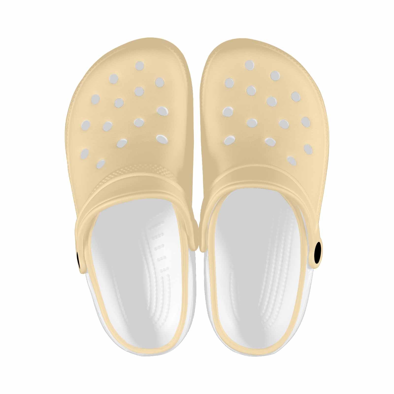 A pair of Peach Adult Clogs showcasing their lightweight design and ventilation ports, perfect for casual wear.