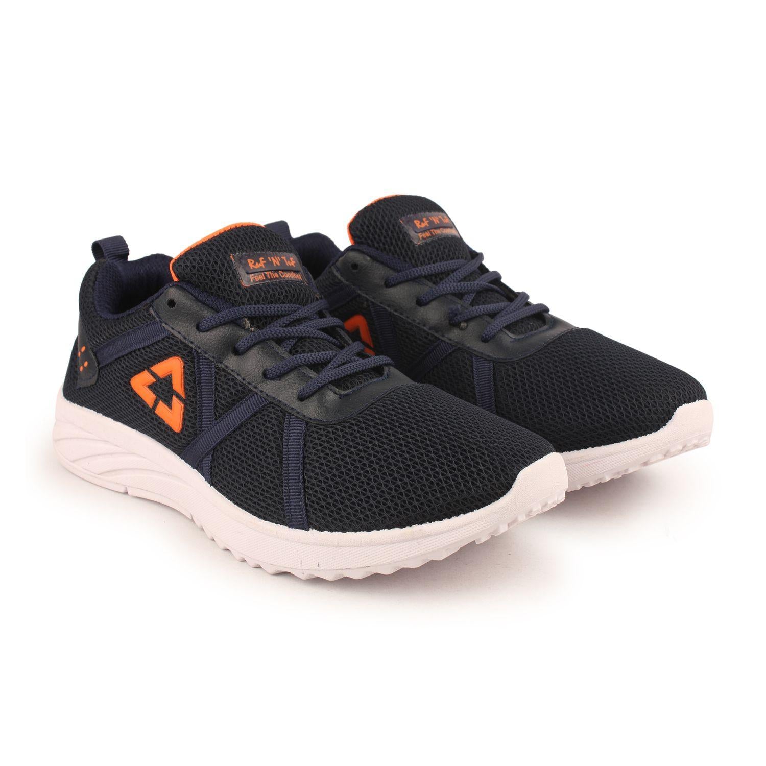 Richale New Latest Black-Orange Shoes for Men featuring a stylish design with canvas outer and EVA sole.