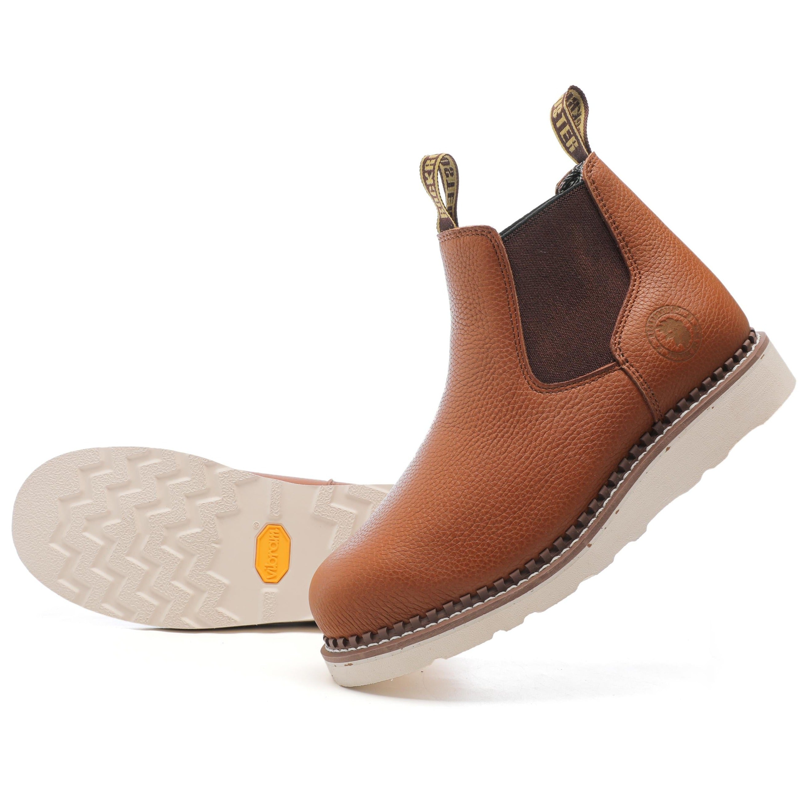 ROCKROOSTER Trinidad Men's 6 inch Brown Steel Toe Wedge Work Boots showcasing durable leather and steel toe protection.