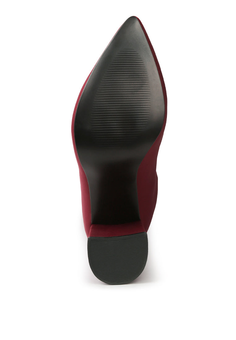 Ronettes Over-The-Knee Boot featuring a block heel, metallic zipper, and elasticated gussets for a stylish and comfortable fit.