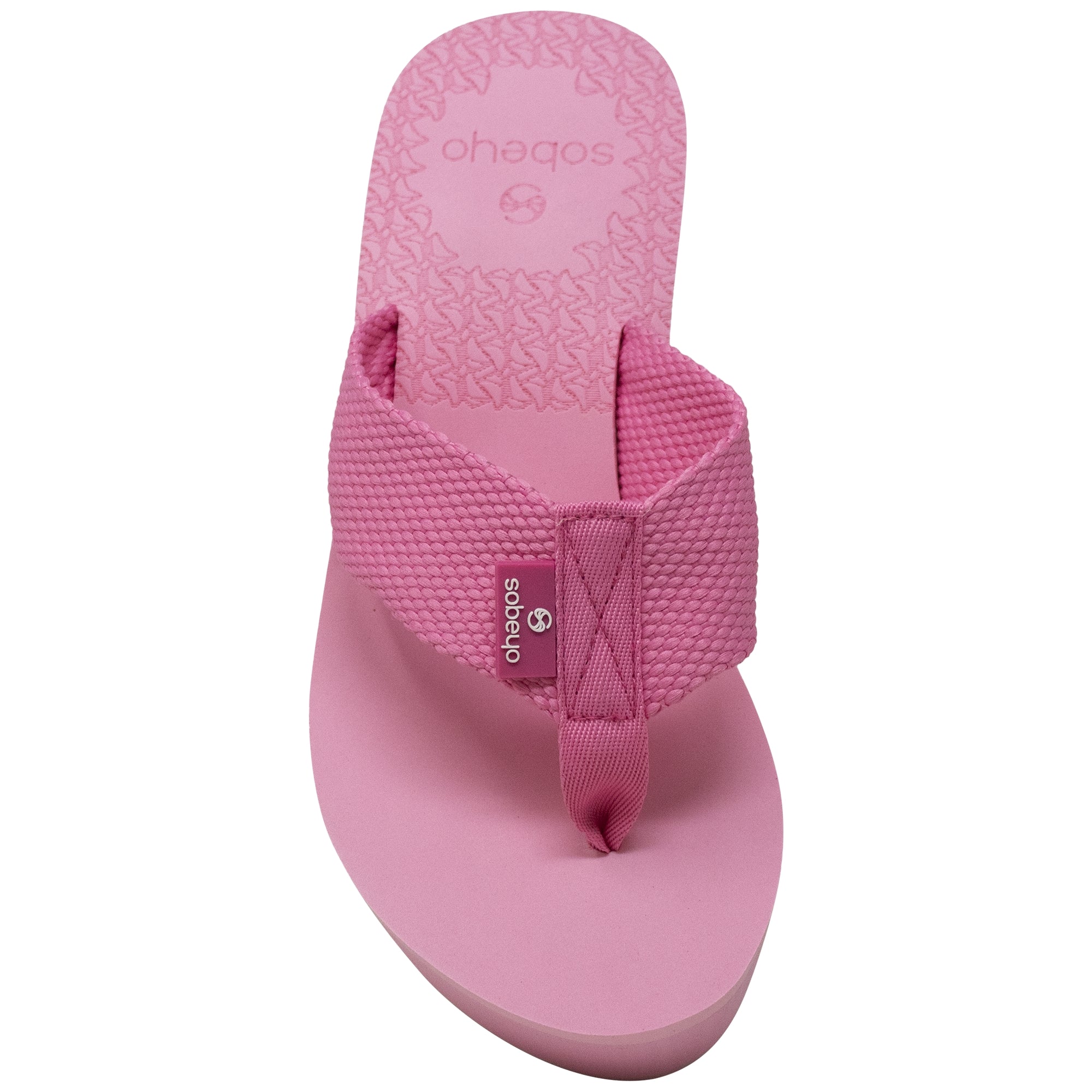SOBEYO Thong Platform Sandals featuring a thick wedge design, soft EVA sole, and stylish thong strap in black and pink colors.