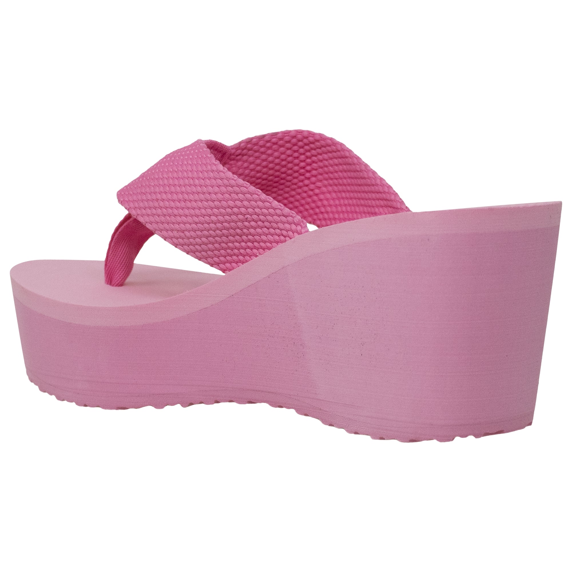 SOBEYO Thong Platform Sandals featuring a thick wedge design, soft EVA sole, and stylish thong strap in black and pink colors.