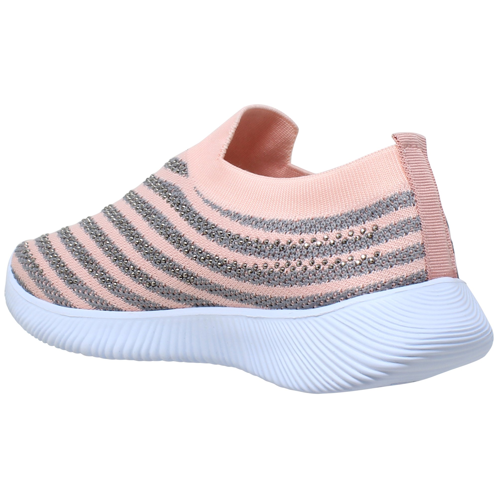 SOBEYO Women's Sneakers in pink with rhinestone strips, featuring a breathable mesh upper and lightweight design.