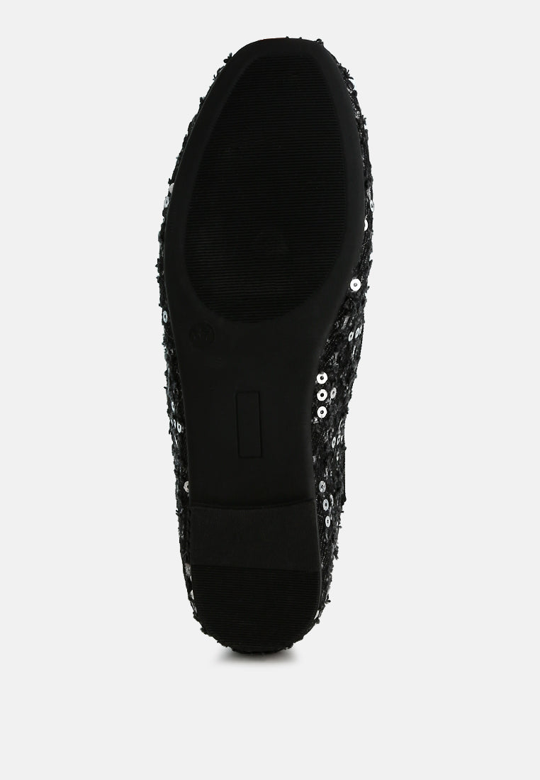 Sujet Sequin Ballet Flats featuring shimmering sequins and a stylish glitter fabric upper, perfect for casual and trendy outfits.
