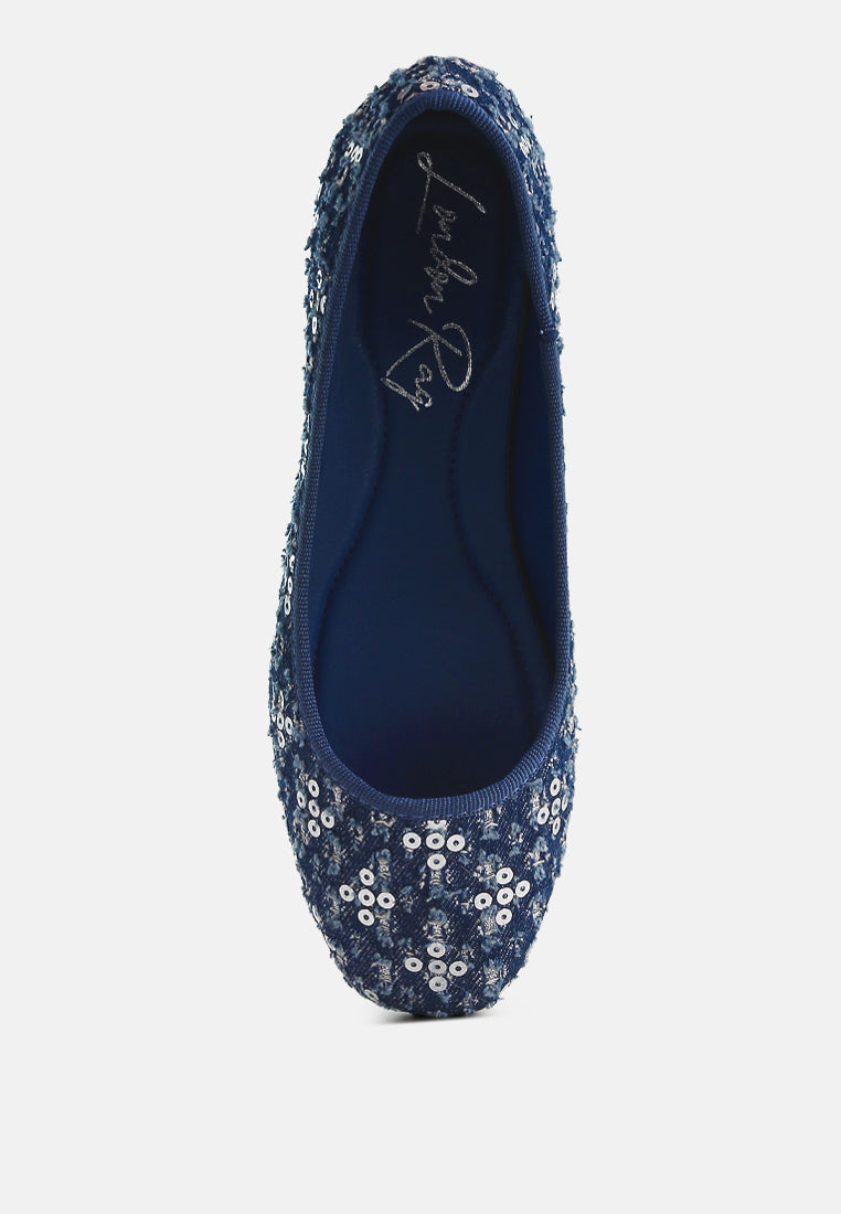 Sujet Sequin Ballet Flats featuring shimmering sequins and a stylish glitter fabric upper, perfect for casual and trendy outfits.