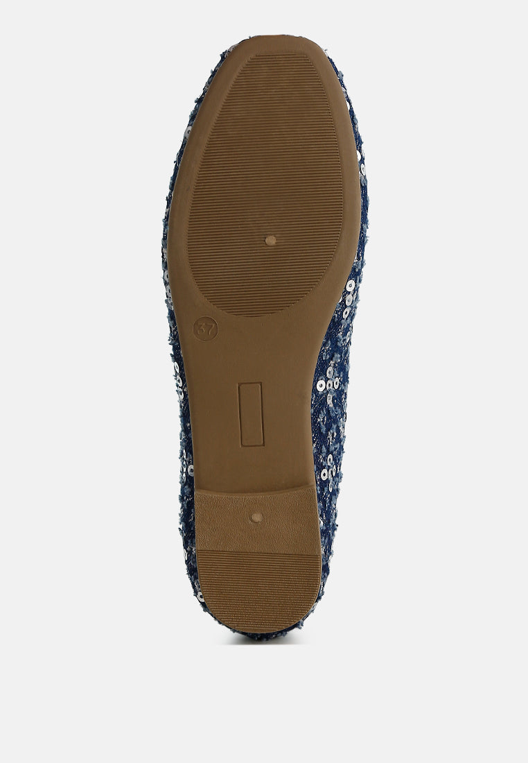 Sujet Sequin Ballet Flats featuring shimmering sequins and a stylish glitter fabric upper, perfect for casual and trendy outfits.