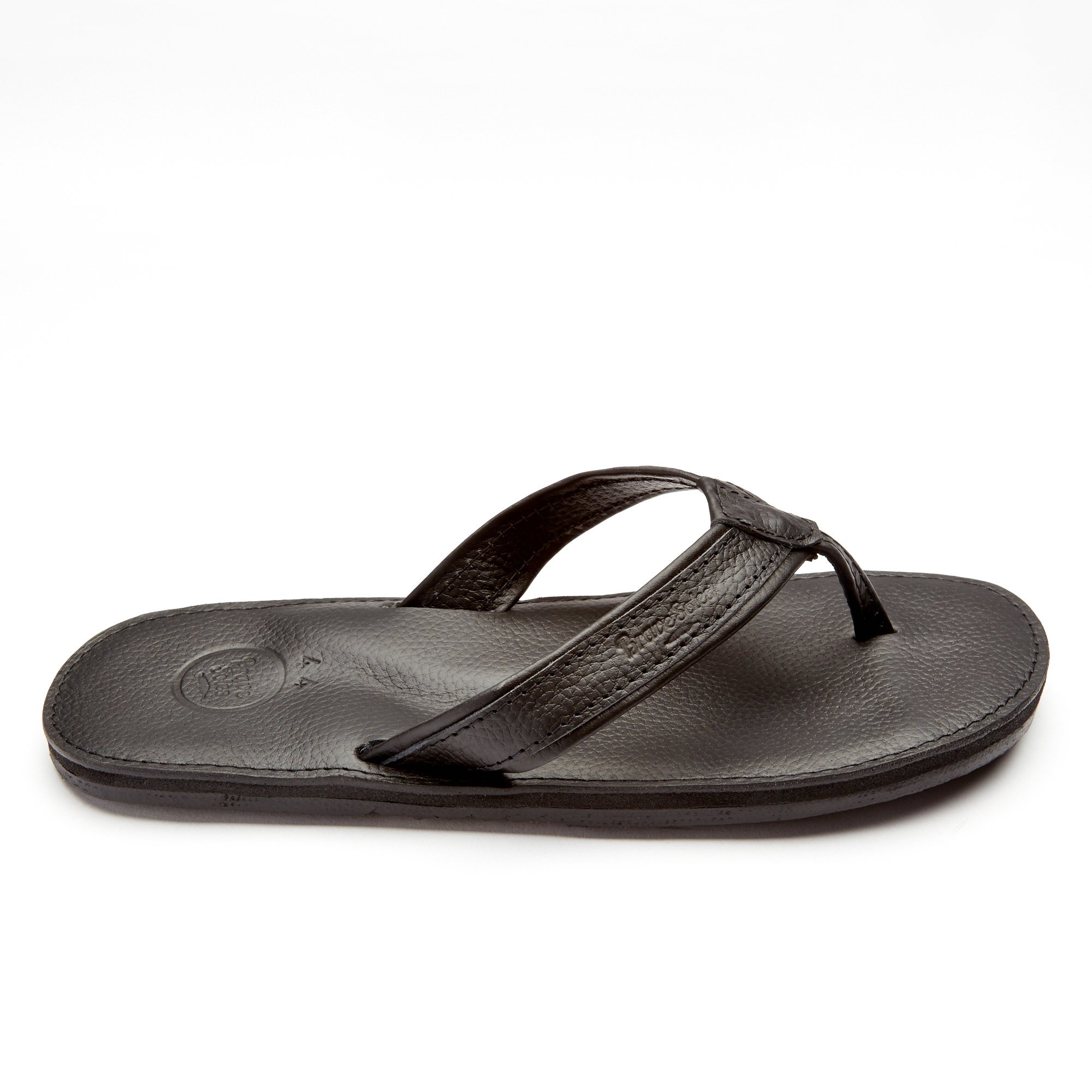 The Padre classic men's leather flip flops with handcrafted tire soles, showcasing their stylish design and comfort features.