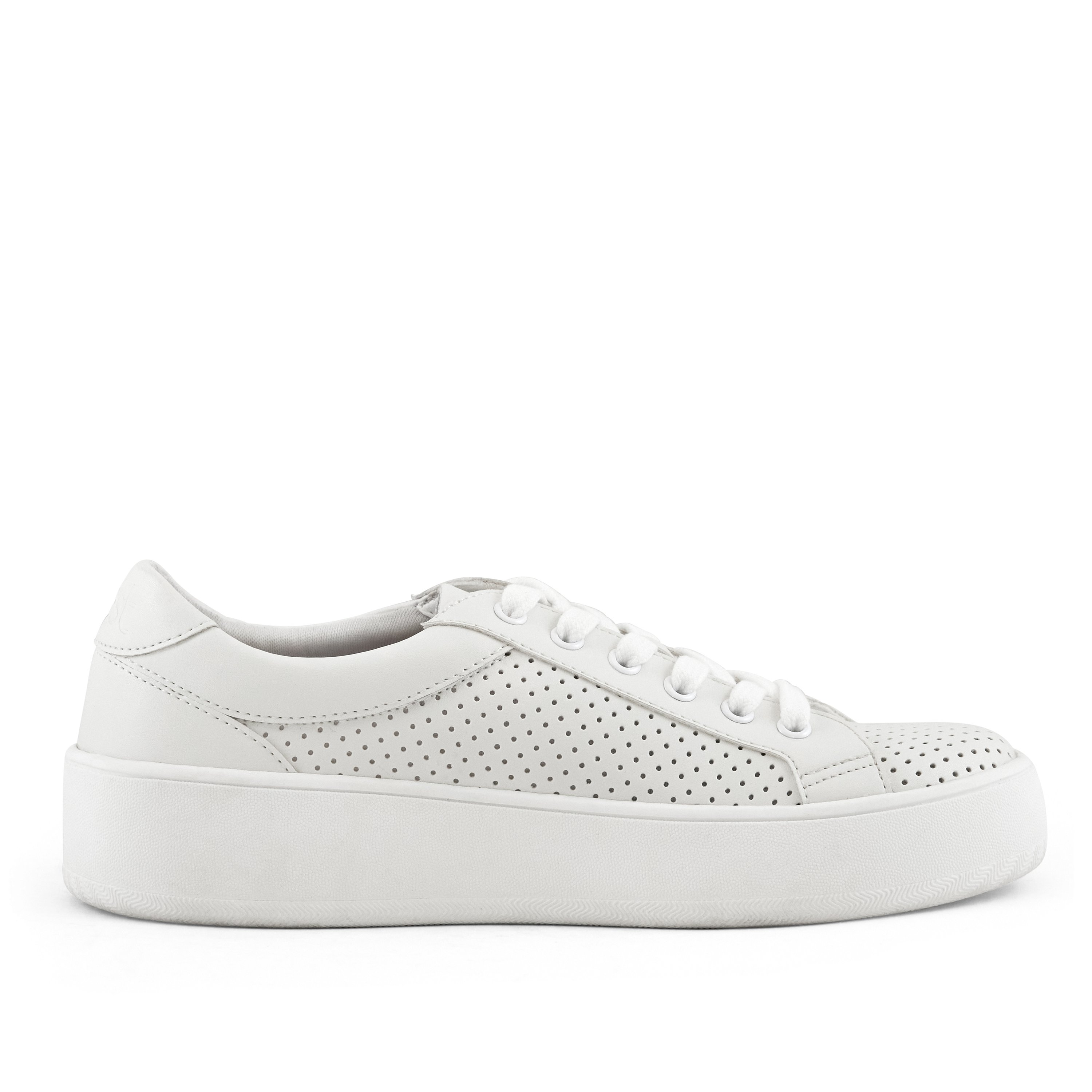 White perforated platform sneaker