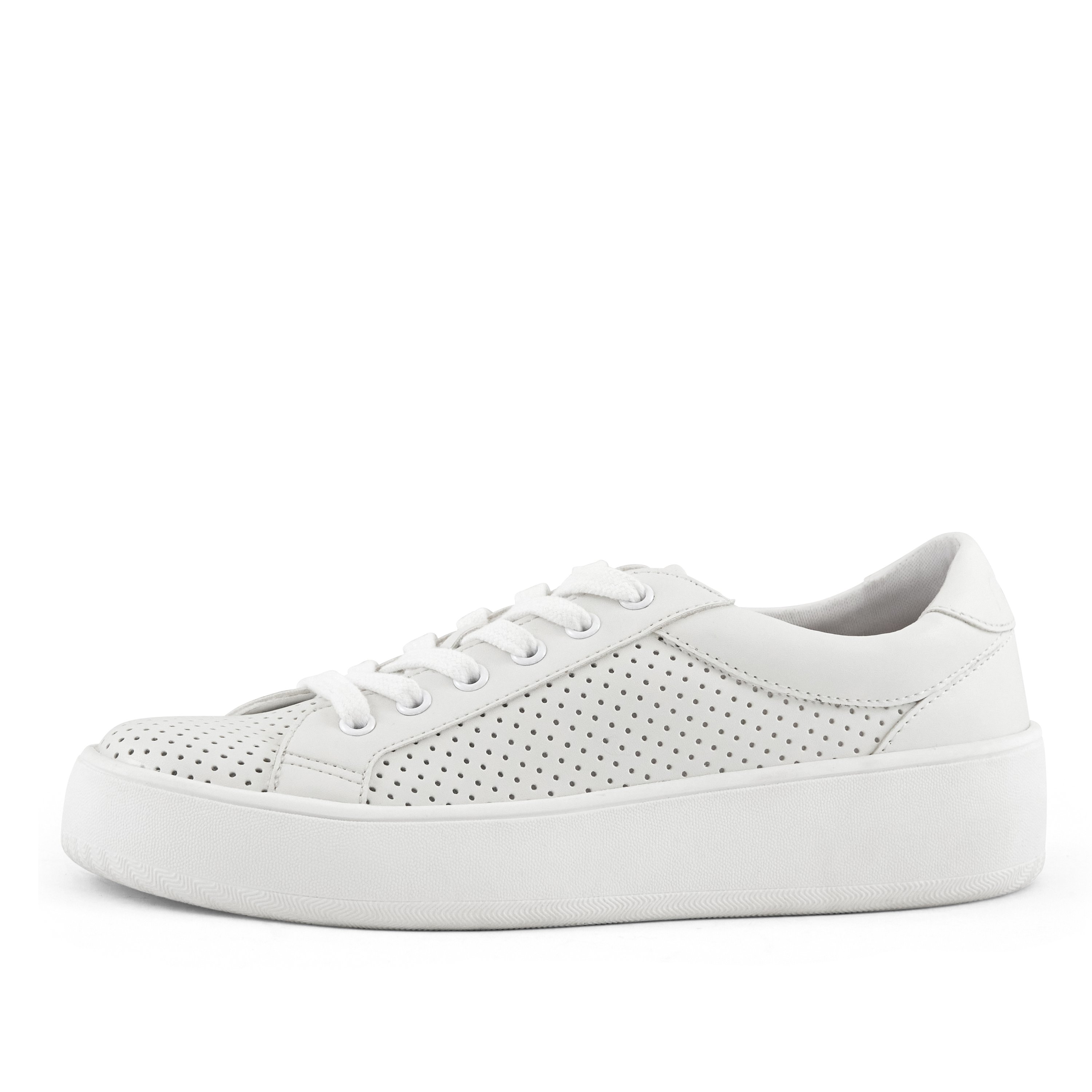 White perforated lace-up sneaker