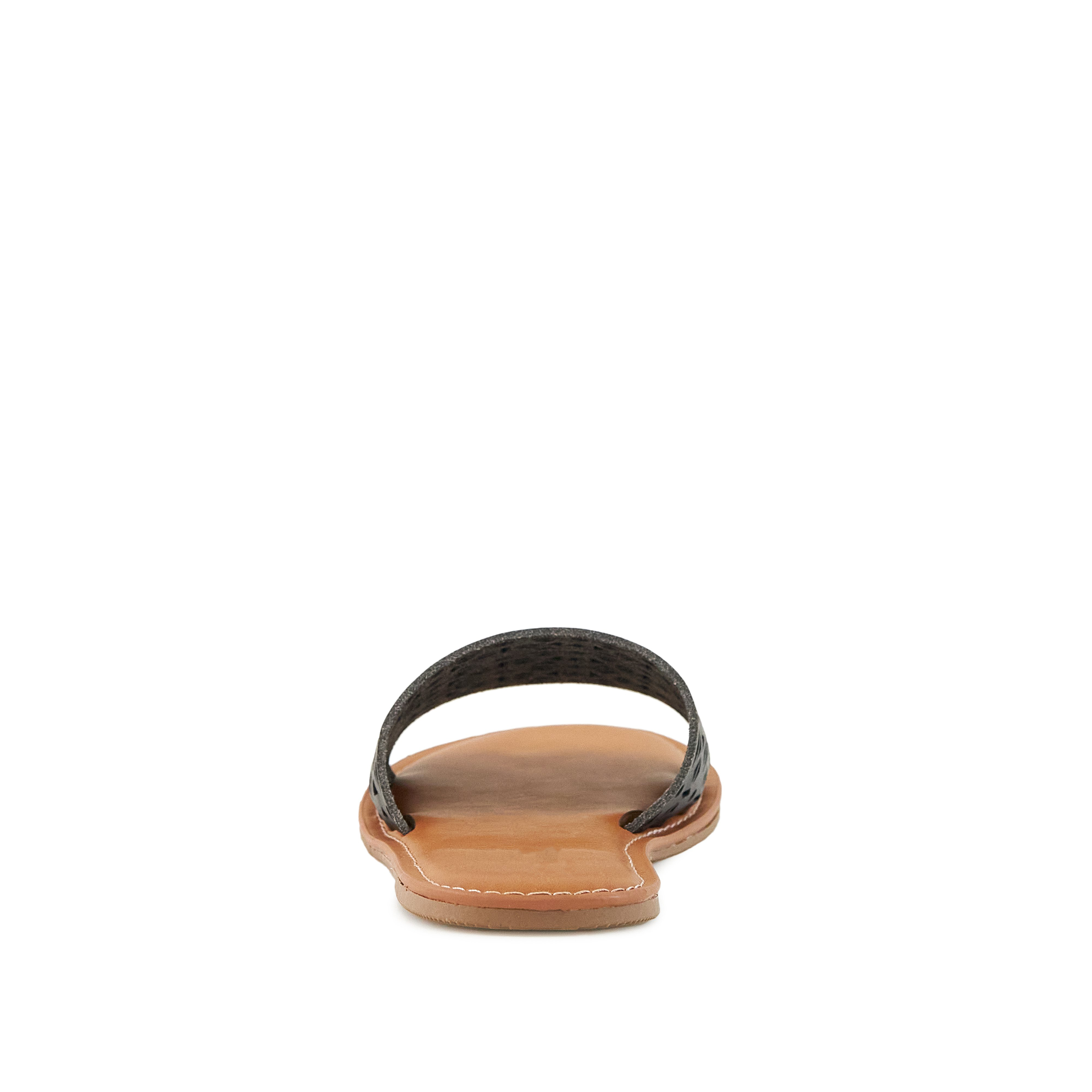 A pair of Women's Sandals Biarritz in black with a trendy perforated design and cushioned sole, perfect for summer outfits.