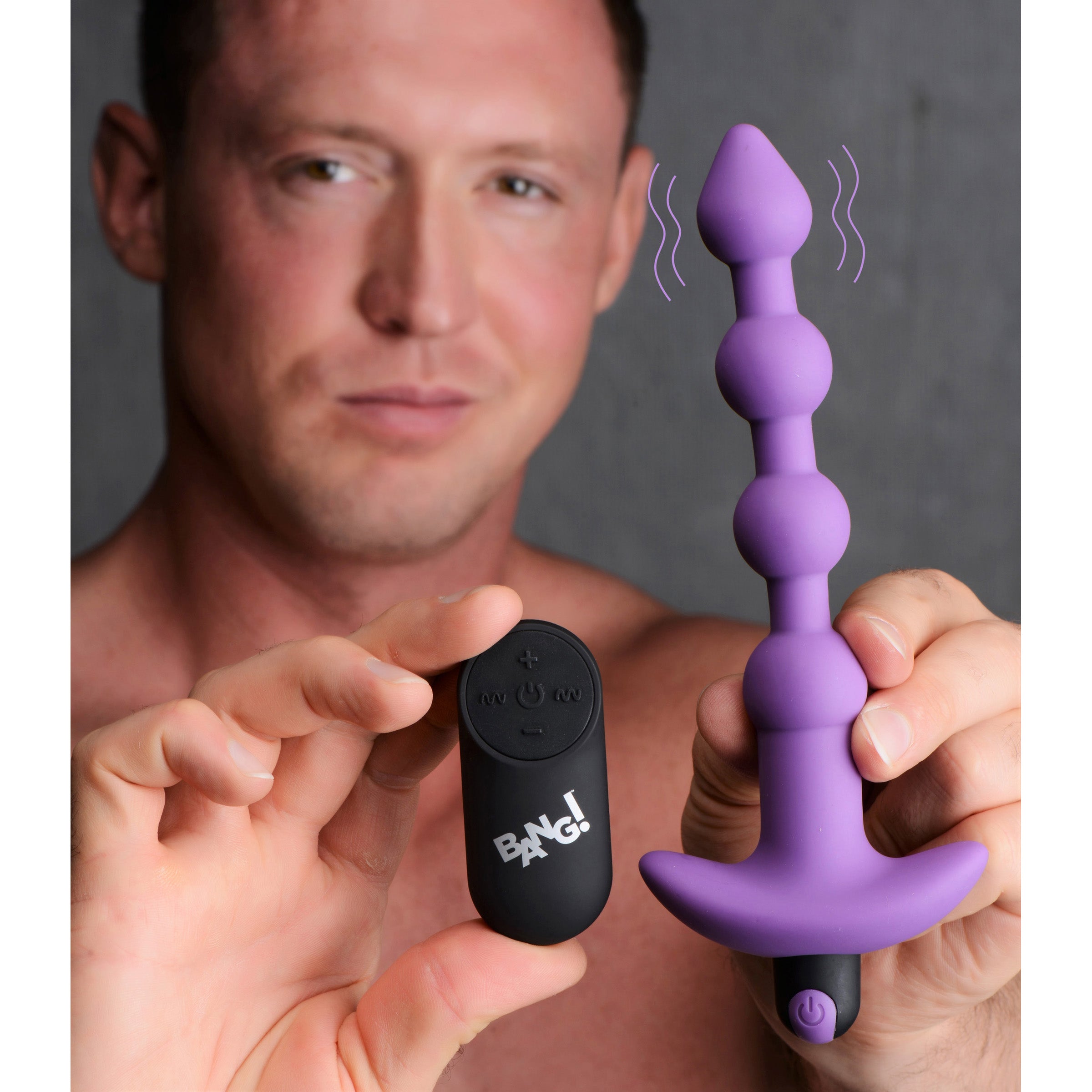 28X Remote Control Vibrating Silicone Anal Beads in purple, featuring a tapered tip and wide base for safe and comfortable anal play.