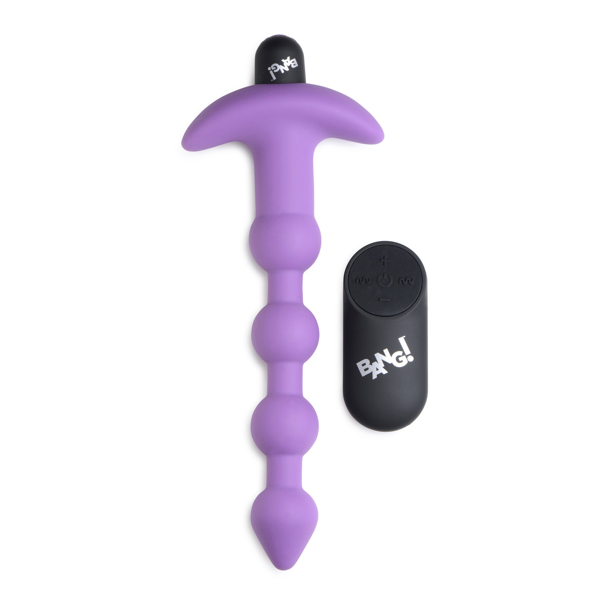 28X Remote Control Vibrating Silicone Anal Beads in purple, featuring a tapered tip and wide base for safe and comfortable anal play.