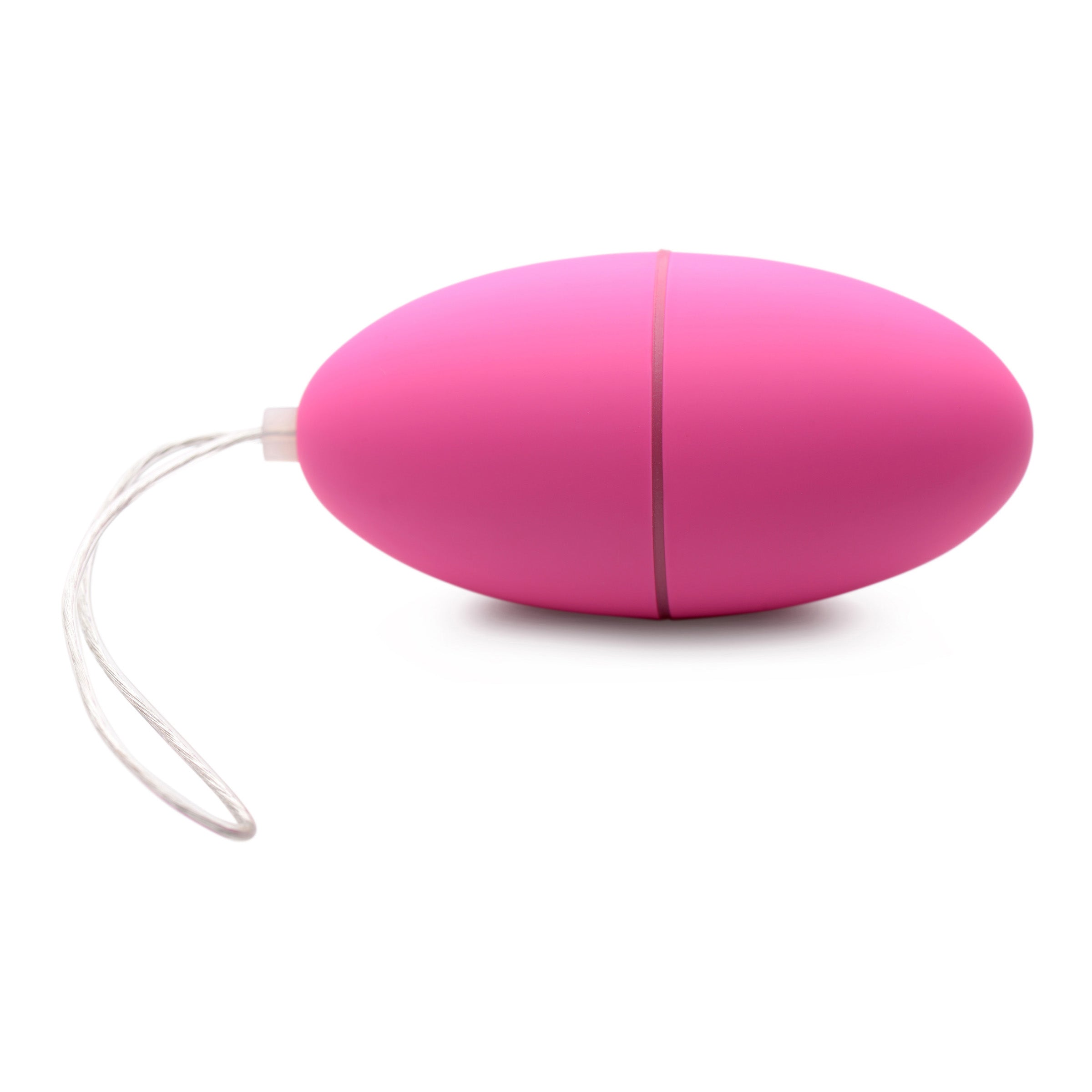 28X Scrambler Vibrating Egg in Pink with remote control, showcasing its sleek design and features.