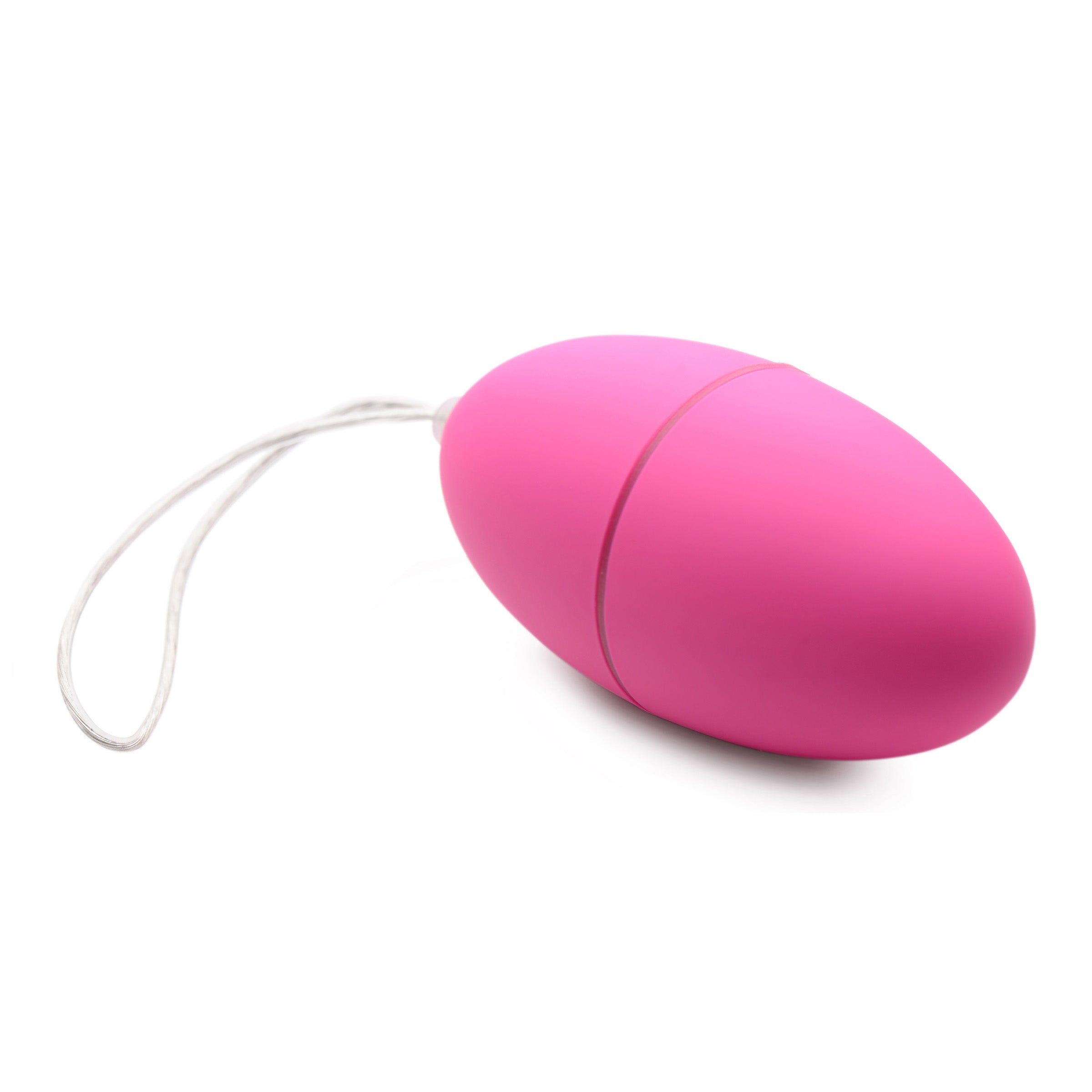 28X Scrambler Vibrating Egg in Pink with remote control, showcasing its sleek design and features.