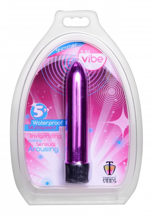 5 Inch Slim Vibe in Pink, a stylish and compact vibrator with a smooth finish, designed for pleasure and waterproof use.