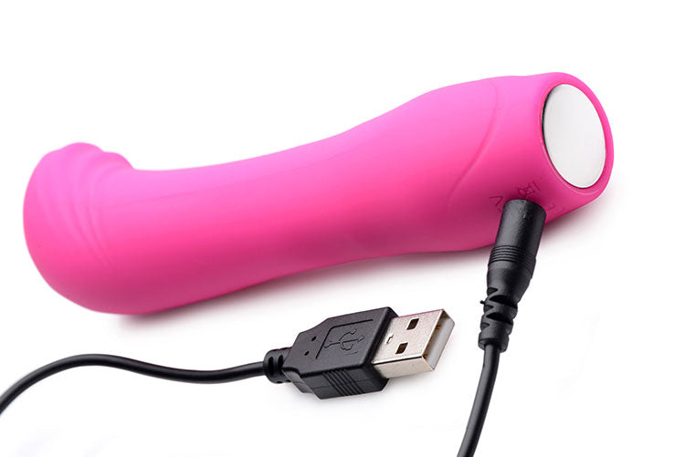 5X G-Charm Moving G-spot Bead Mini Vibe in magenta, showcasing its ergonomic design and textured tip for targeted pleasure.